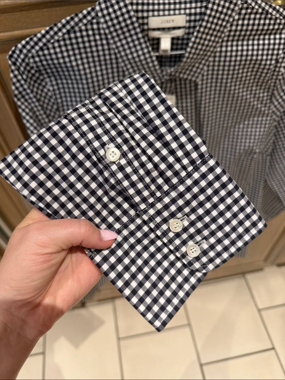 J Crew Stretch Perfect black/White Striped Button Down Shirt